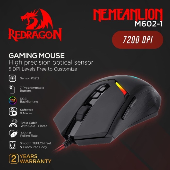 Mouse RGB Redragon Gaming RGB NEMEANLION 2 M602-1