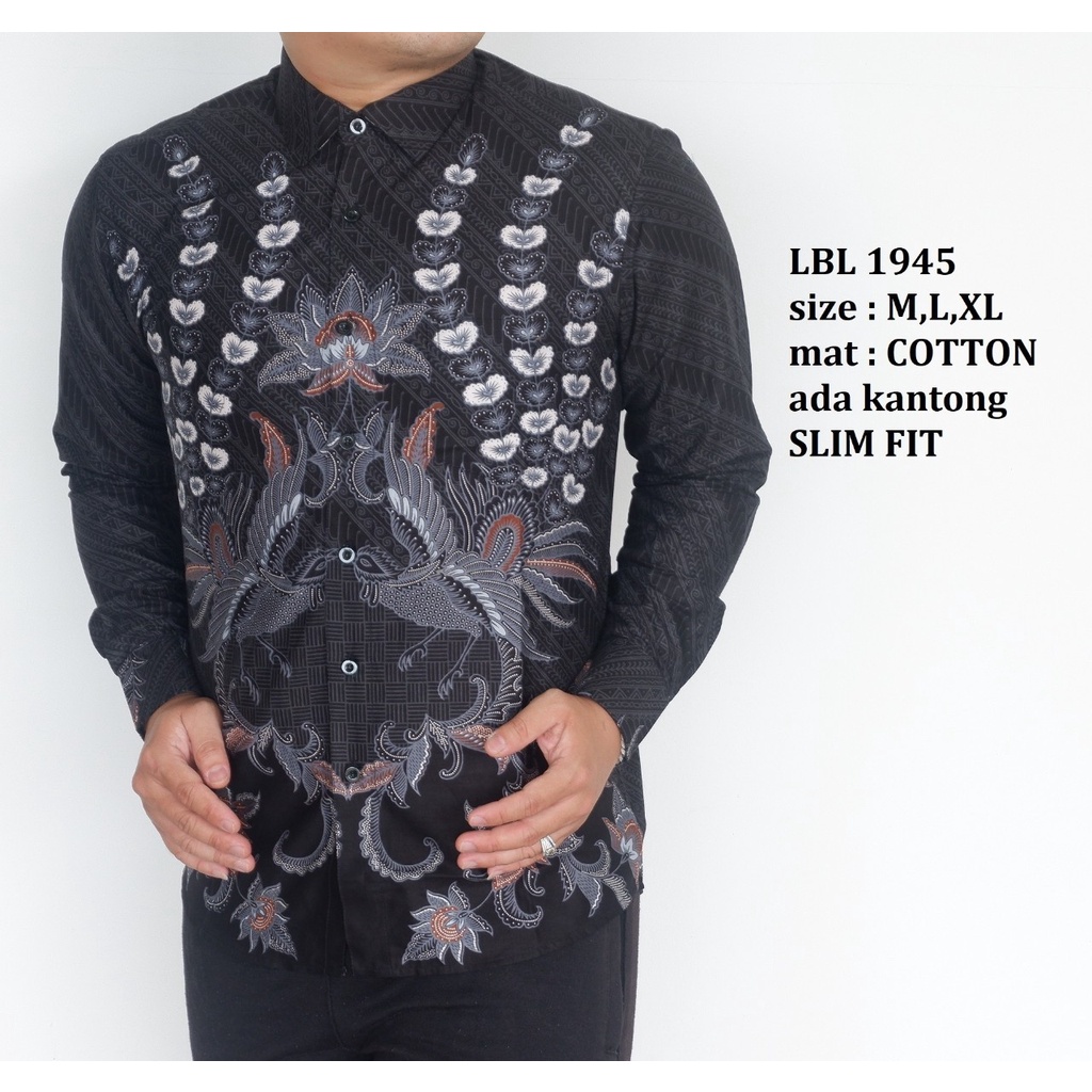 KEMEJA BATIK PRIA SLIM FIT LENGAN PANJANG BAJU BATIK PRIA LBL1945