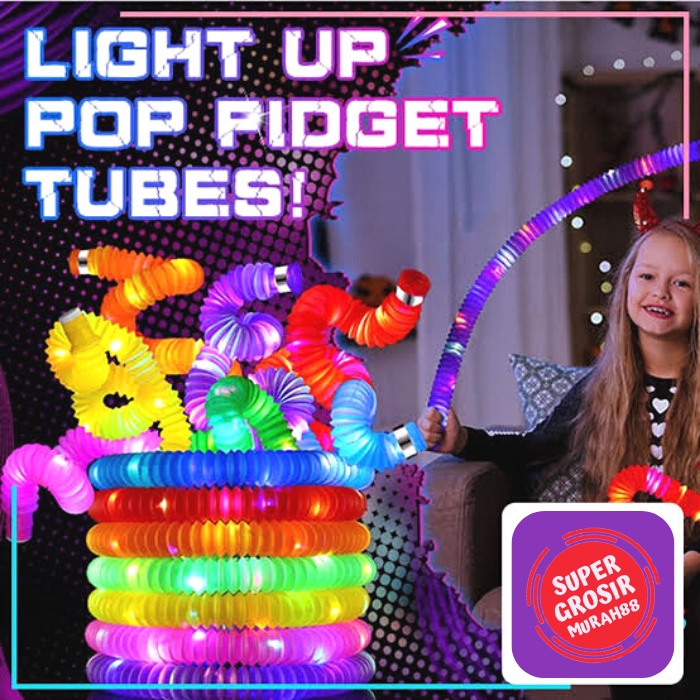 Mainan Anak Viral Light Up Pop Pipes Mainan Lampu Stick Pipa Selang Fidget Toy