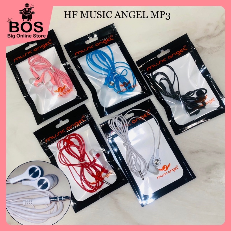 BOS - HF MUSIC ANGEL MP3 ASLI | HANDSFREE HENSET EARPHONE MUSICANGEL STEREO