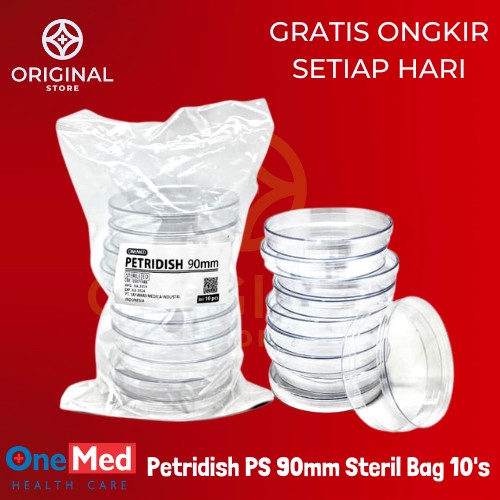 PETRIDISH PLASTIK STERIL ONEMED 90MM PACK ISI 10'S