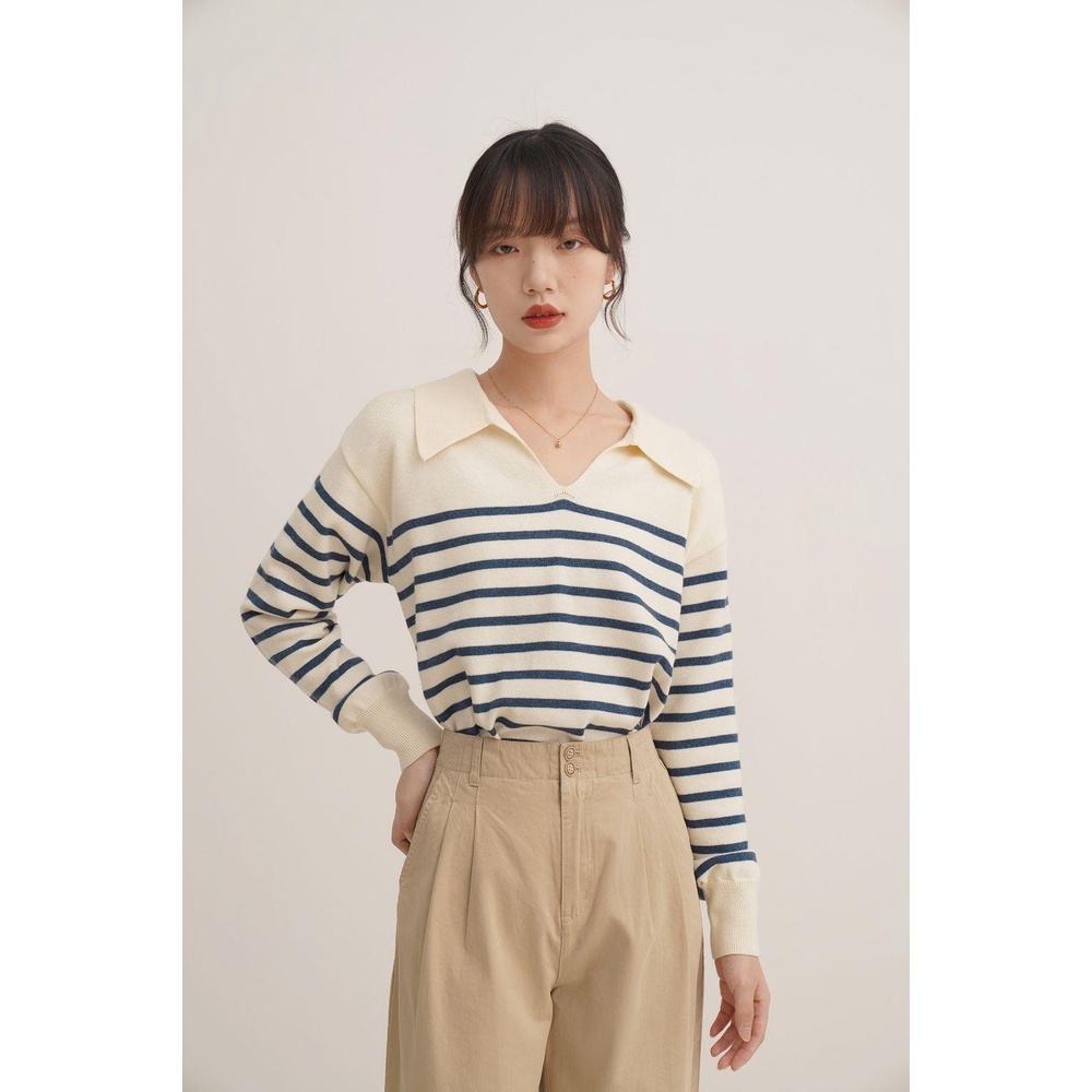 Azalea Stripes Sweater - Longslevee Rajut Sweater - Atasan Wanita Korean Import TM(CX1717)