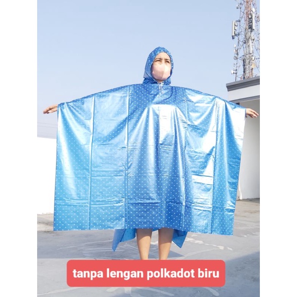 jas hujan ponco lengan polkadot ponco kelelawar polkadot