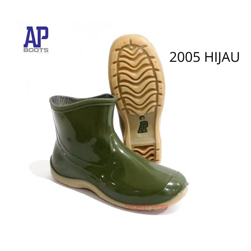 BISA COD - AP Boots Pendek Kecil 2005 Green Hijau Glossy Mengkilap/Sepatu Boots Karet AP 2005 Green by AP Boots