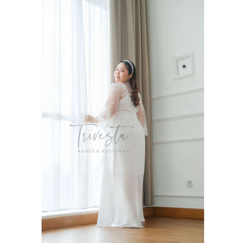 [BIG SIZE] Lace Ashera FAE Collection- Kimono Pengantin Bride Robe Maternity Robe Premium 3D Brokat Wedding Robe