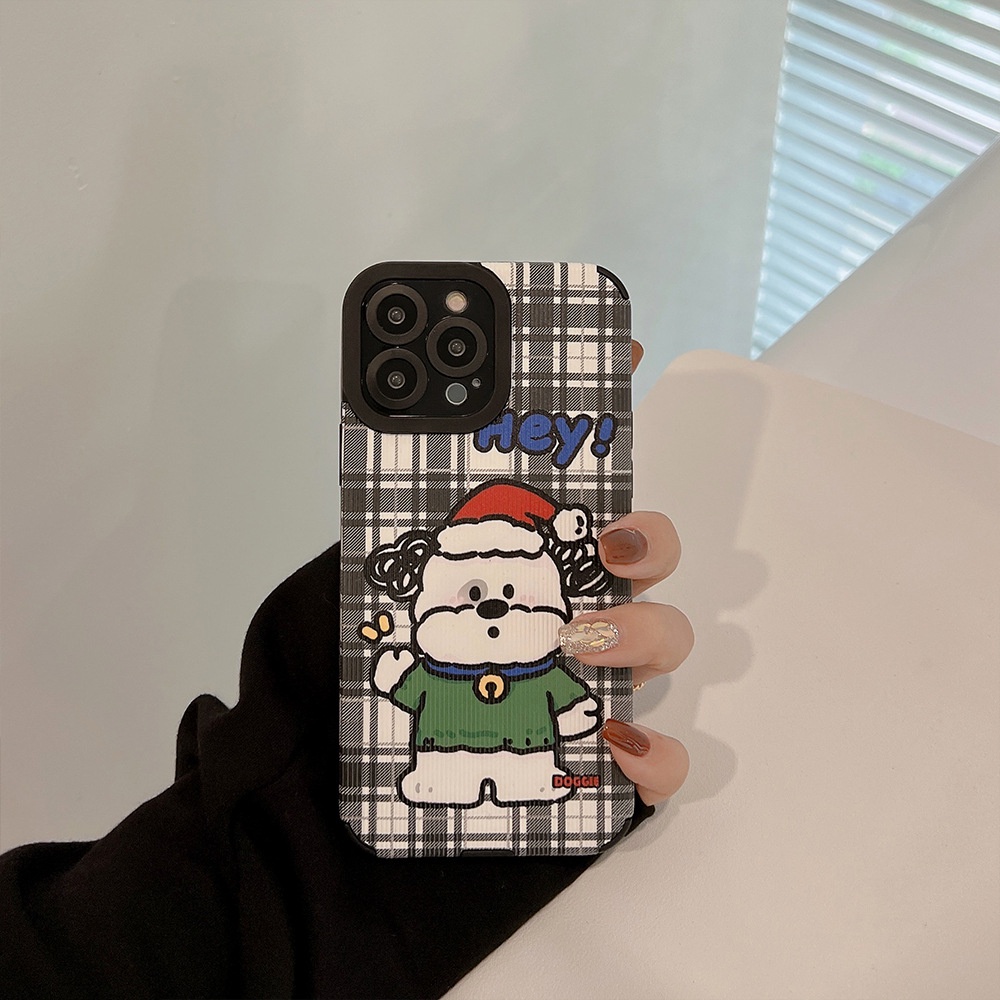 Case Bahan Kulit Motif Kartun Anjing Natal Untuk Iphone 7 8 PLUS X XR XS 11 12 13 14 MINI PRO MAX SE 2020