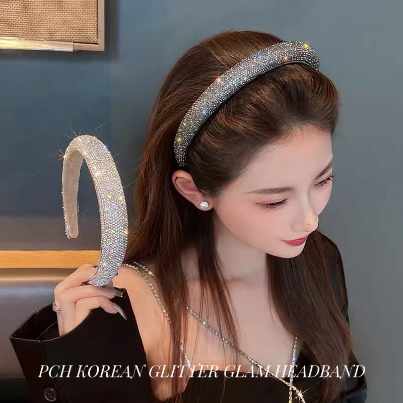 PCH Korean Glitter Glam Headband / Bando Bantal Korea Glitter Silver Premium Quality