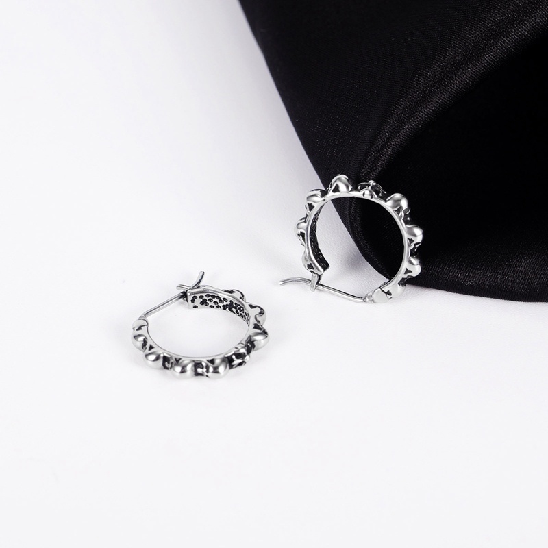 Gothic Skull Hoop Earrings Stainless Steel Huggie Earrings Untuk Pria Wanita Rock Punk Earring Perhiasan Hadiah