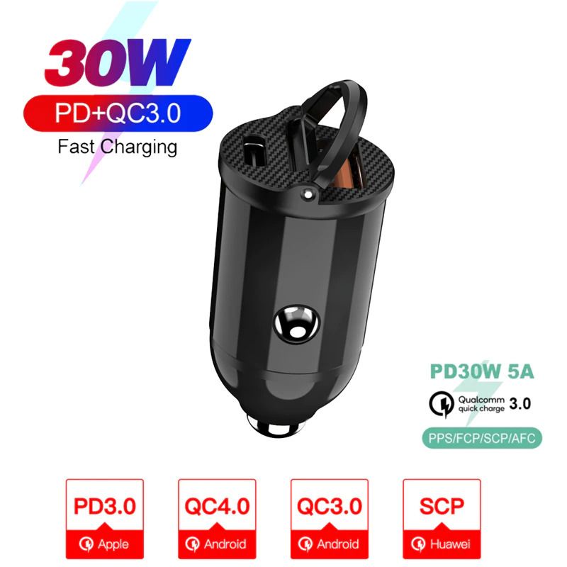 Kebidu car charger mobil port USB type C pd 5A QC3.0 30W