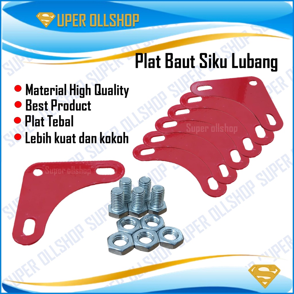 Plat Siku Lubang Abu-Abu / Plat Mur Baut Siku Lubang Besi 1 Pcs / Baut Mur Siku Lubang Besi Kunci 12 MM 1 Biji