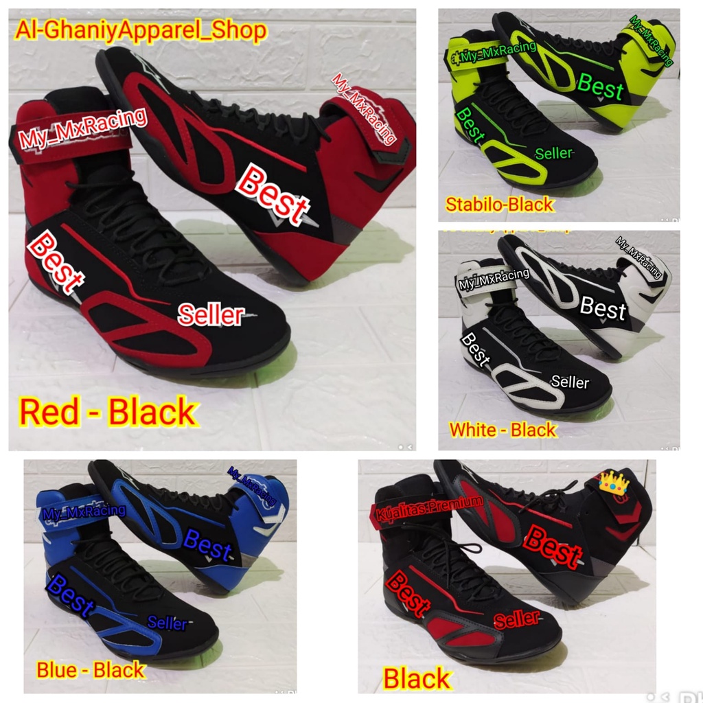 Sepatu Drag  Sepatu Race Motor TERLARIS for Touring Rally Slalom Kualitas Premium Hitam MERAH TERLARIS