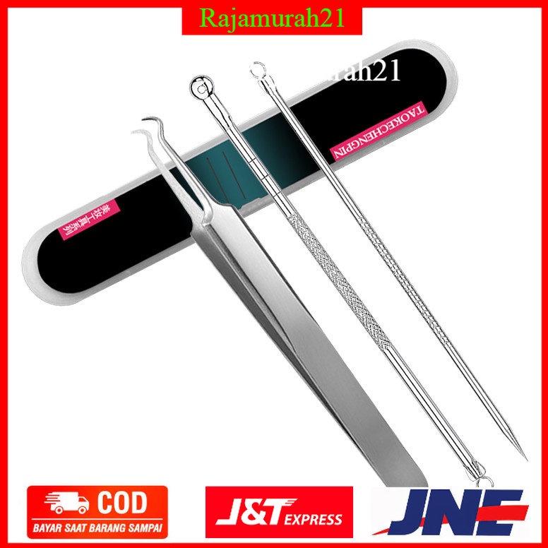 Alat Perlengkapan Komedo Jerawat Blackhead 3 PCS - PT3 - Silver - OMHREISV