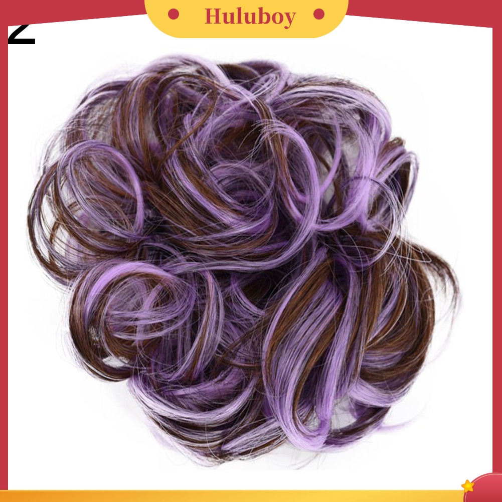 Wig Rambut Ekstensi Model Keriting Gelombang Messy Donut Chignons Untuk Wanita