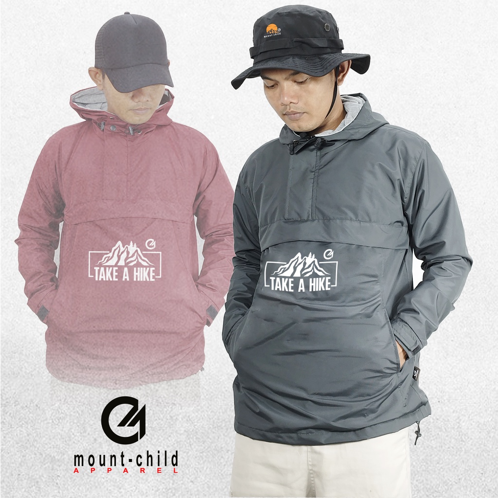 Jaket Cagoule Parasut Take A Hike Mountchild Premium Untuk Pria Dan Wanita Hiking Camping