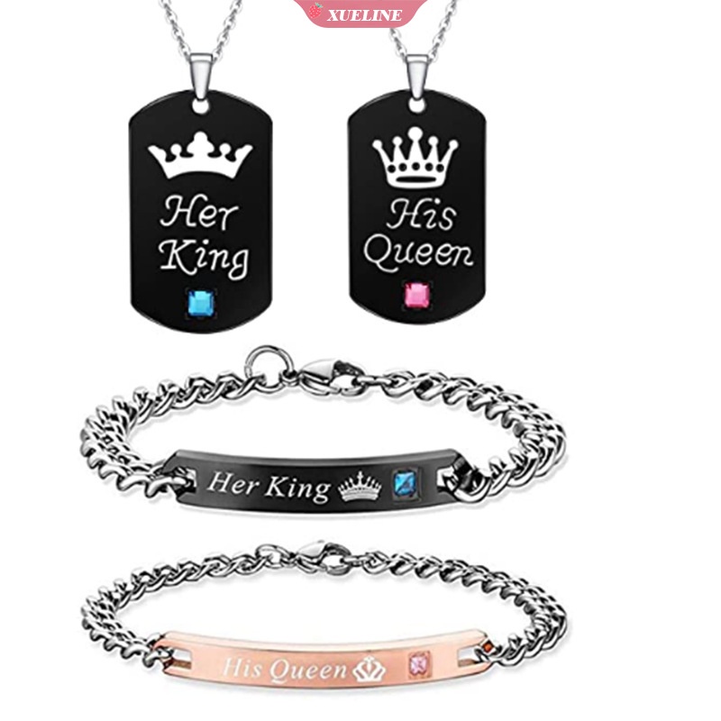 2buah/set Pasangan set Pasangan Raja Dan Ratuhisqueenherking braided bracelet Gelang tide charm Untuk Pasangan BFF use [ZXL]