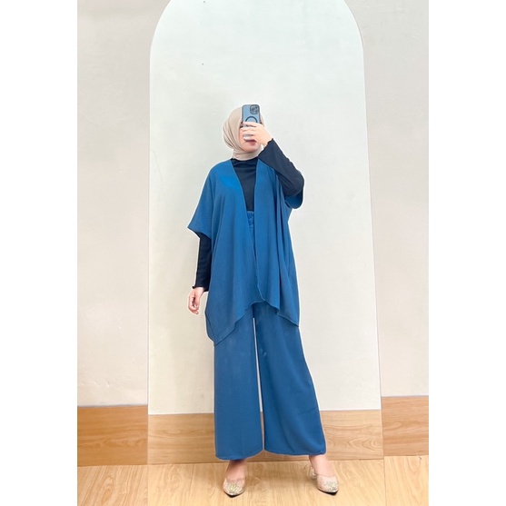BEFAST - ZRX ONESET KEISYA / ONE SET OUTER CRINCLE DAN KULOT CRINCLE / Fashion Kekinian Remaja ABG Teralris / Outfit Wanita Hijab Casual / SETELAN Wanita Remaja Terbaru / Pakaian Santai Wanita / Oneset Wanita Trendy / Set Atasan Outer+Celana Kulot Panjang