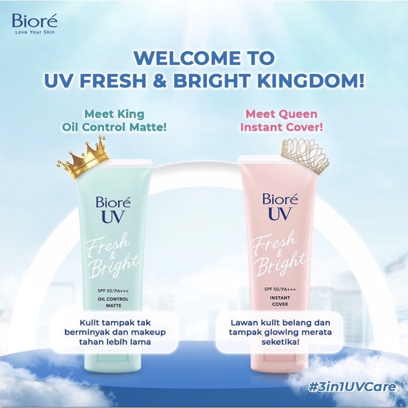 Biore uv fresh &amp; bright spf 50pa+++ 30gr