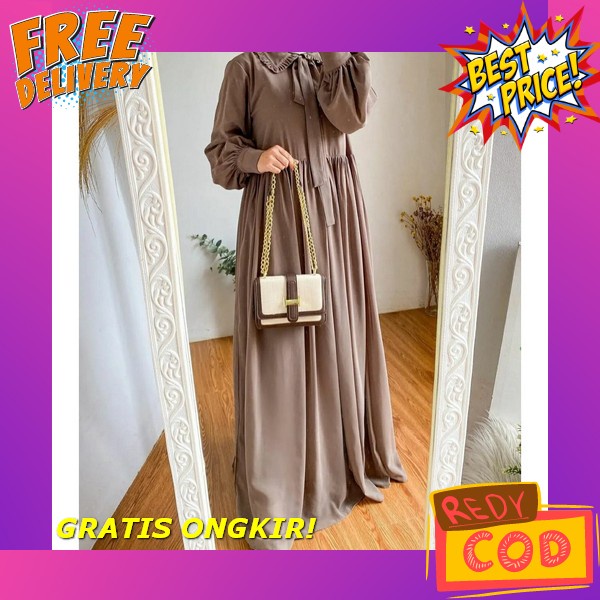 Gamis Terbaru Jiran Set 8 2In1 Gamis + Outher Bahan Rami Import Mix Ceruty Premium Dress Jumbo Bahan