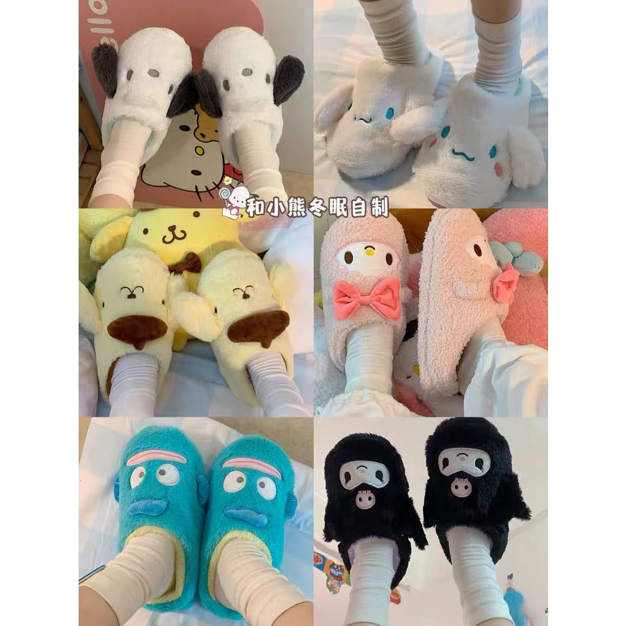 SANDAL RUMAH CINNAMOROLL MELODY KUROMI TWIN STARS KIKI LALA HANGYODON POMPOMPURIN HELLO KITTY SEPATU KAMAR IMPOR