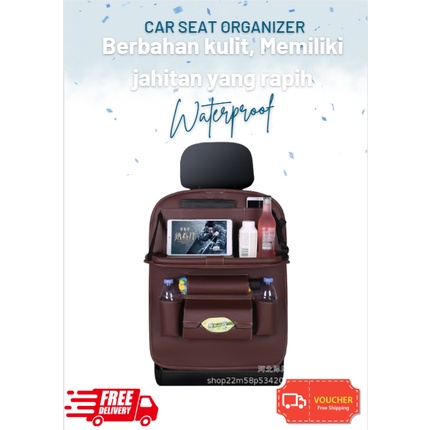 Car Seat organizer /tas mobil multifungsi dari bahan kulit berkualitas