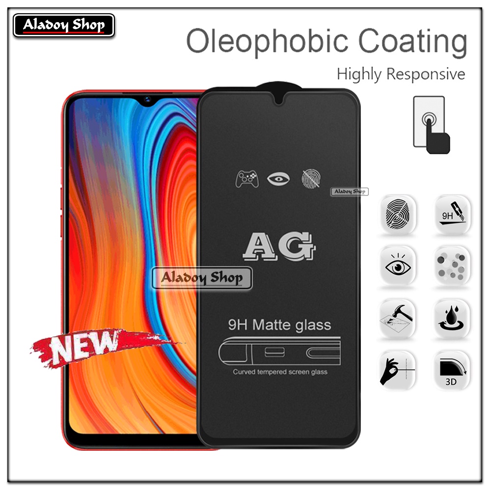 Paket 3IN1 Tempered Glass Layar Matte Anti Glare Realme C3 Free Tempered Glass Camera dan Skin Carbon