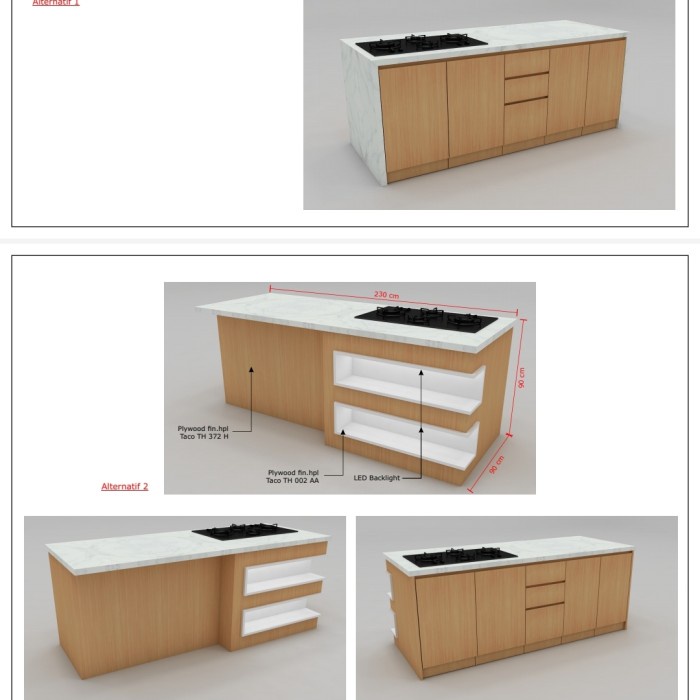 meja island dapur meja makan minimalis modern hpl
