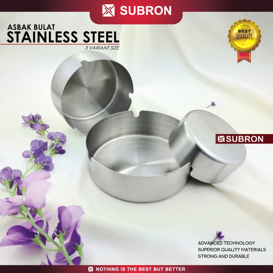 Asbak Stainless Diameter 8cm 10cm 12cm Rokok Bulat - SUBRON