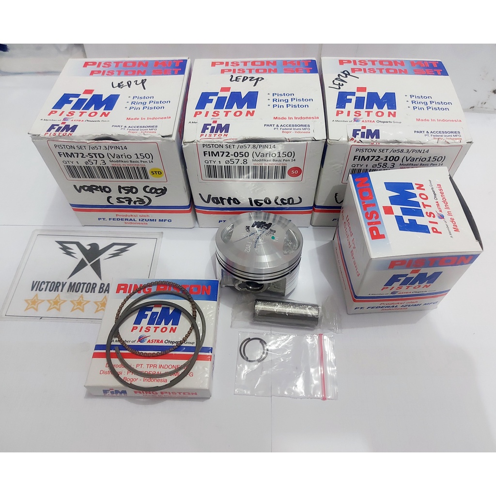 PISTON KIT SEHER VARIO 150 ADV 150 PCX 150 FIM PIN 14 FIM 72