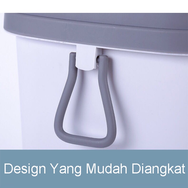 [Ready Stock] Tong Sampah Kotak Keranjang Sampah Dengan Tutup Kapasitas Multifungsi 12L   Besar Tempat Sampah Plastik Trash Bin