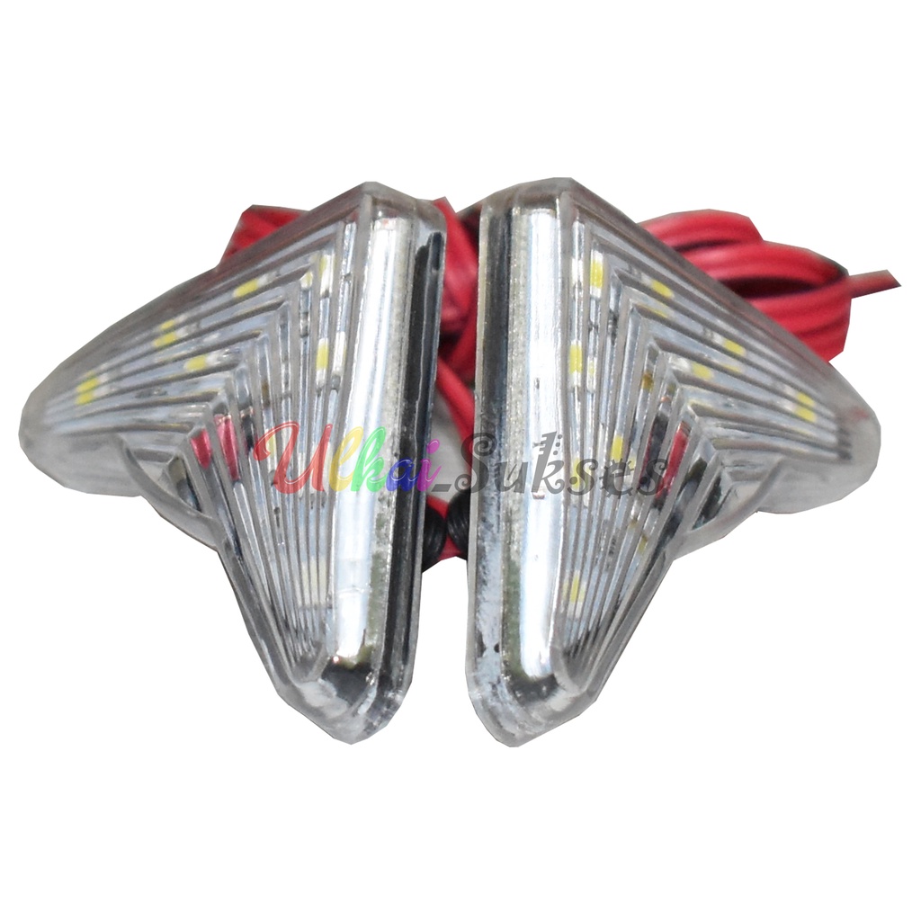 Lampu Sen Motor Dan Mobil LED Tempel Model V Cahaya Putih Dan Biru Universal Murah