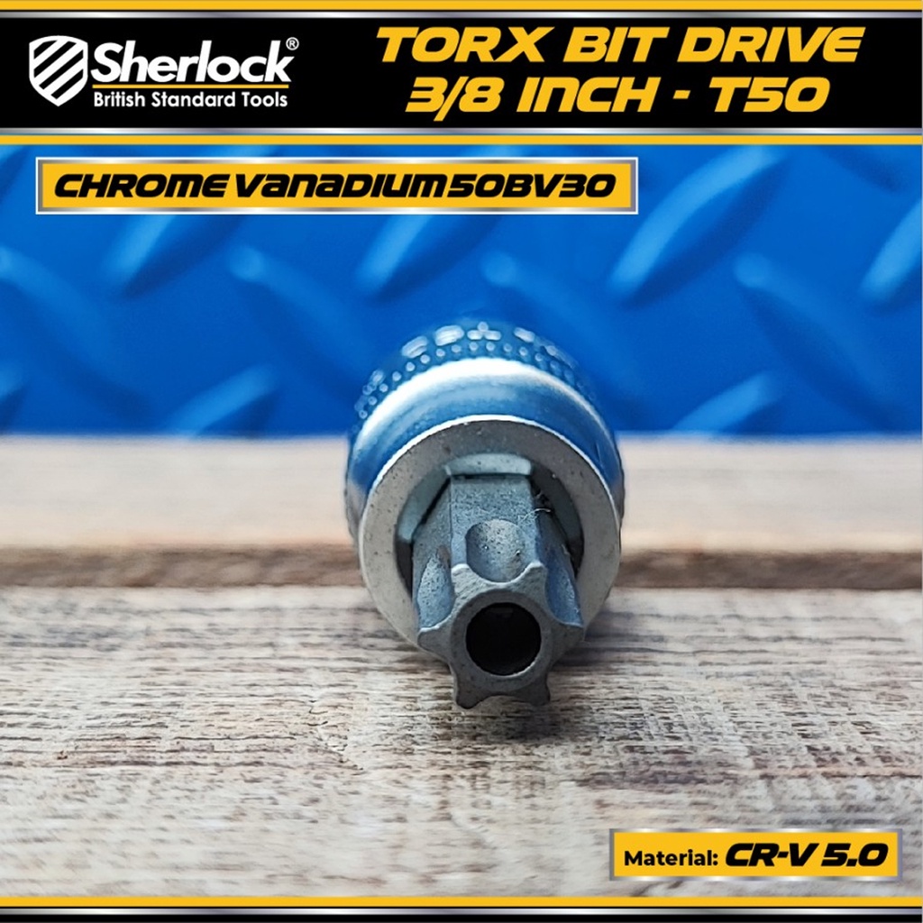 Mata Kunci Sok Bintang Drive 3/8 &quot; inch Sherlock Torx Bit Tampered T50