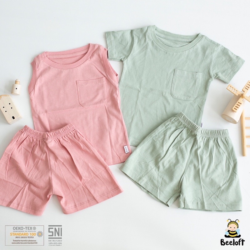 Beeloft Baju Oblong Pendek Kantong Anak  - Pocket Tee Set