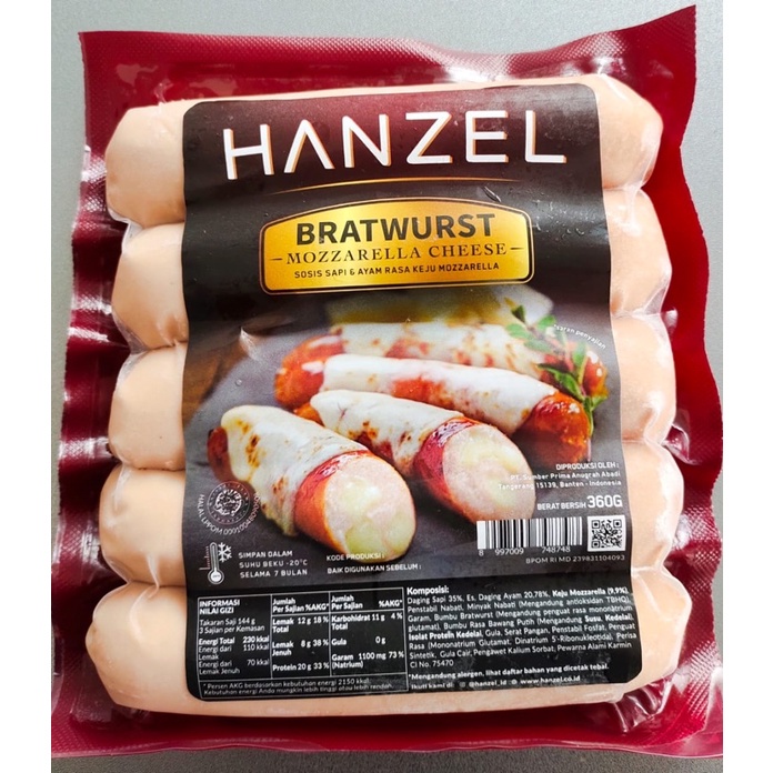 

Makanan Beku Olahan Hanzel Bratwurst Cheese 400gr, Sameday Instan Delivery Jogja