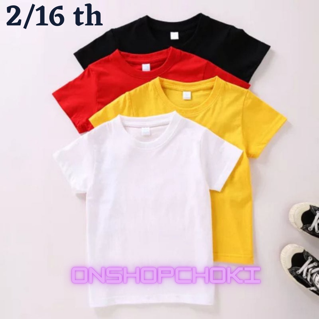 Kaos polos oblong anak-anak cewek/cowok umur 2-16 UNISEX COTTON COMBED TSHIRT