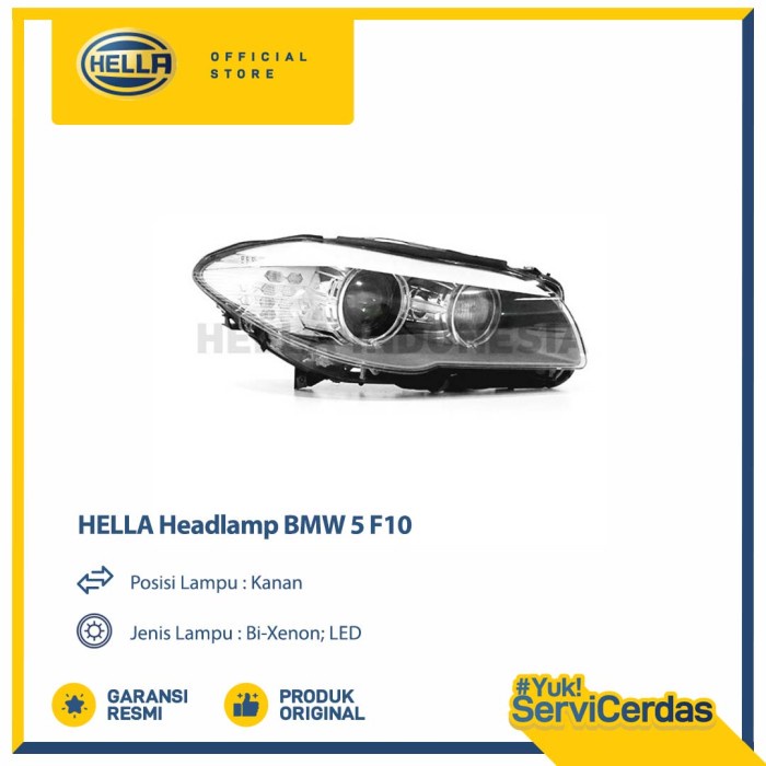 Lampu Headlamp Mobil Hella BMW 5 F10 (Kanan) BI-Xenon - Lampu Depan Mobil