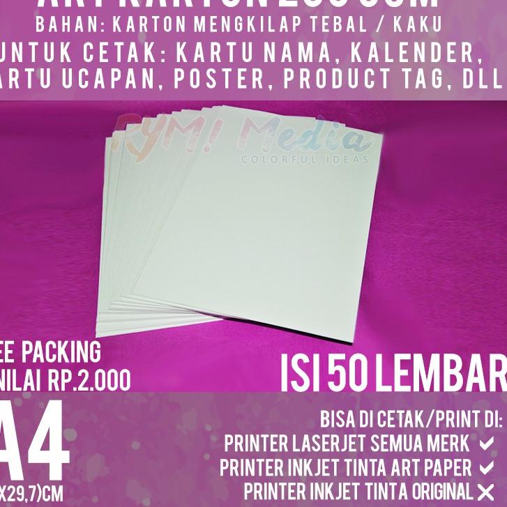 

[PRODUK 0VRR8] Art Karton 230 gsm A4 isi 50 lbr / Kertas Carton Paper Glossy 230 gram PAL