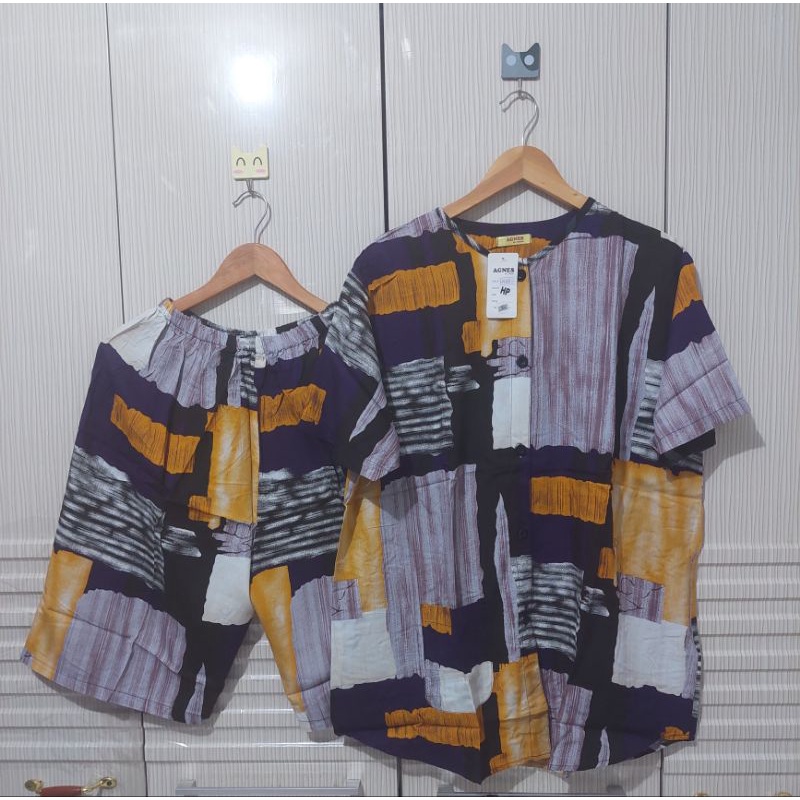 [BISA COD] TSC SET HOT PANTS JUMBO BAHAN RAYON  AGNES BY TESSA