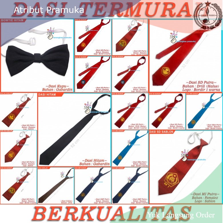 Atribut Dasi Sekolah SD SMP SMA Coklat Dasi Hitam Dasi Satpam Dasi Pramuka Dasi Kupu Kupu Dasi Bow T