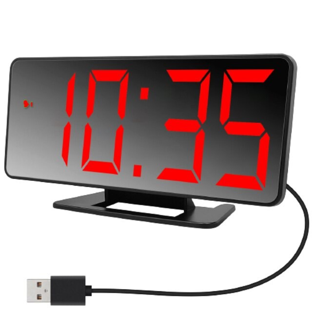 Sonifer Jam Meja Digital Mini VST-888 Mirror Led Weker Alarm Clock Merah