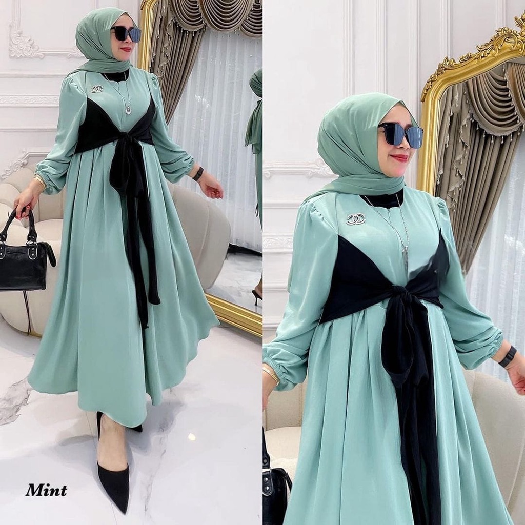 GAMIS STORE | Fita Maxy l Dress Maxi Polos Basic Cringkle Premium Fit To XL Besar l Gamis Muslim Wanita