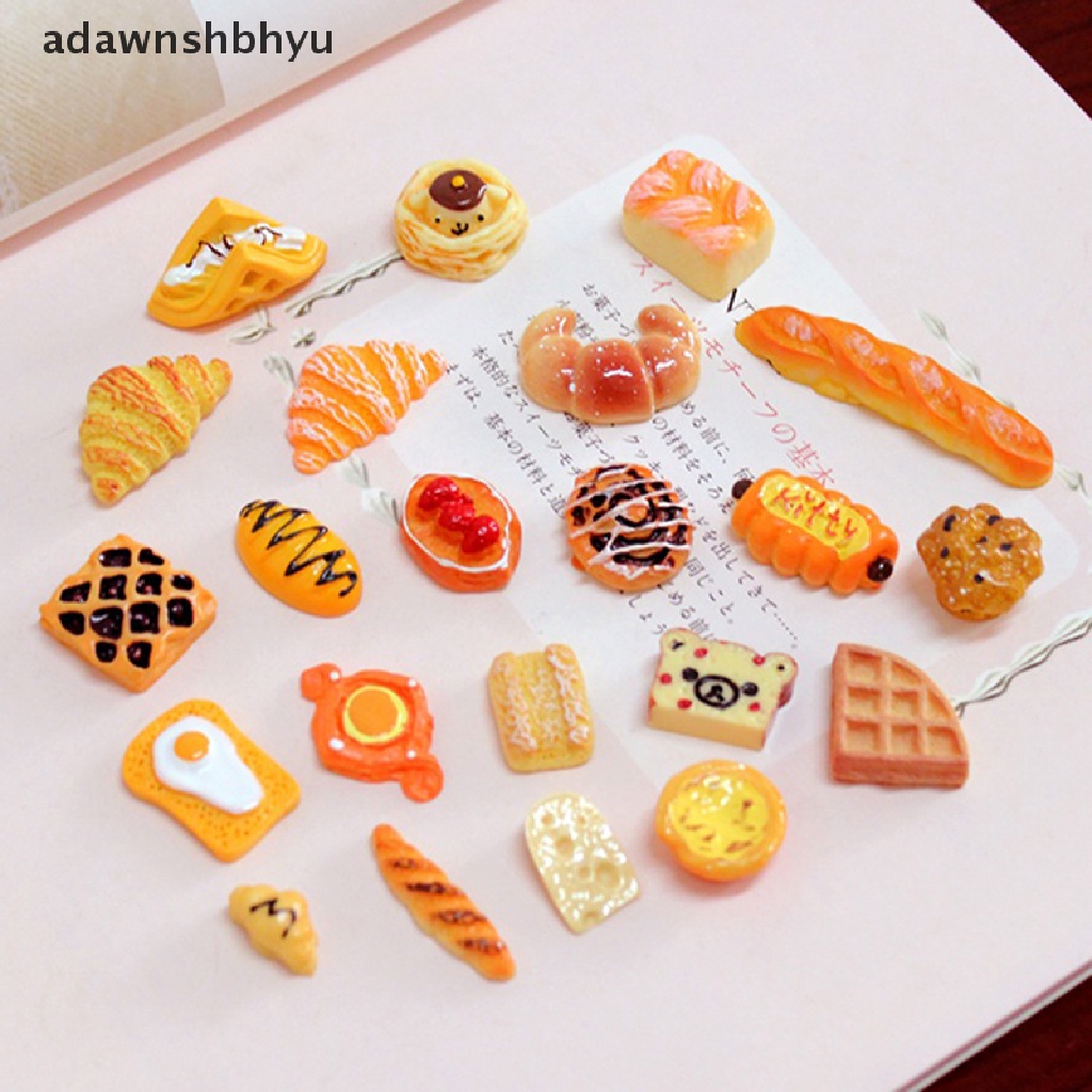 Adawnshbhyu 3 Pcs Rumah Boneka Miniatur Artificial Palsu Makanan Kue Roti Biskuit Dekorasi Dapur ID