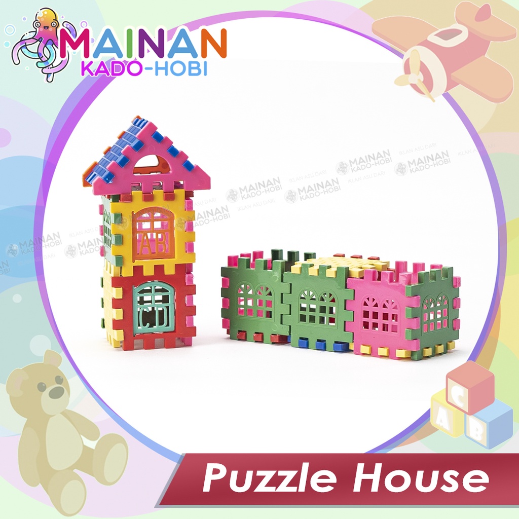 MAINAN ANAK EDUKASI SUSUN RUMAH BLOCKS PUZZLE HOUSE