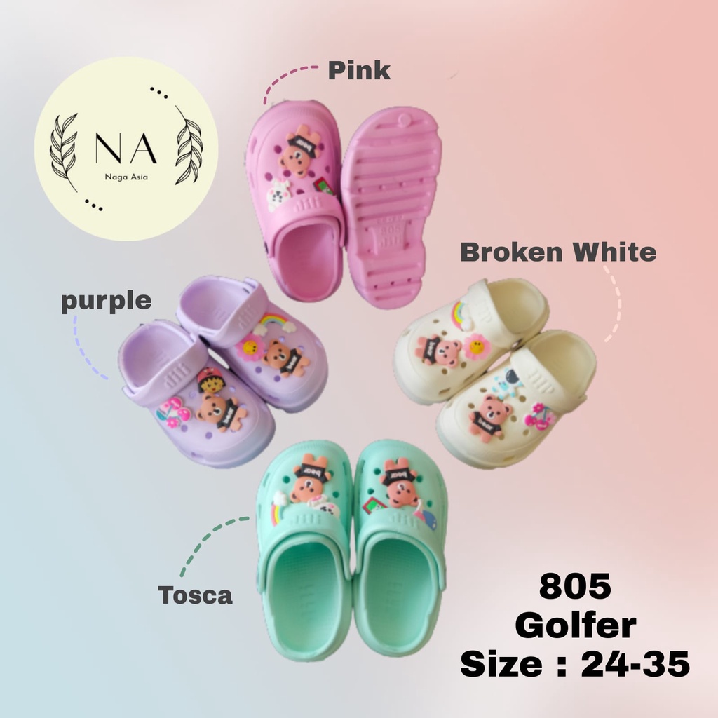 SANDAL BAIM  FUJI ANAK PEREMPUAN GOLFER DILI AKSESORIS TEDDY BEAR TERLARIS 805 (24-35) SANDAL BAIM ANAK PEREMPUAN TERBARU TAHUN 2023
