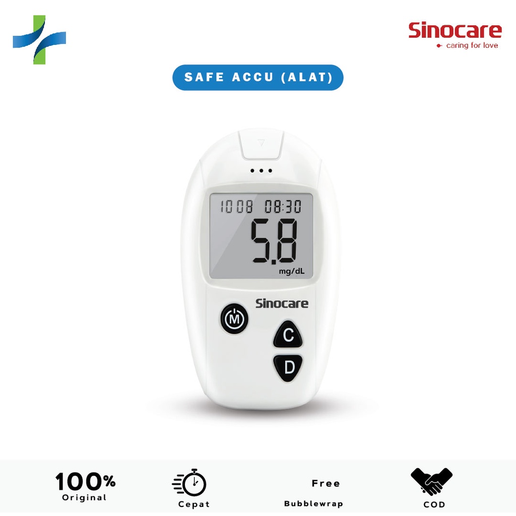 [Hanya Alat] Sinocare Safe-Accu Alat Cek Gula Darah / Alat Ukur Gula Darah