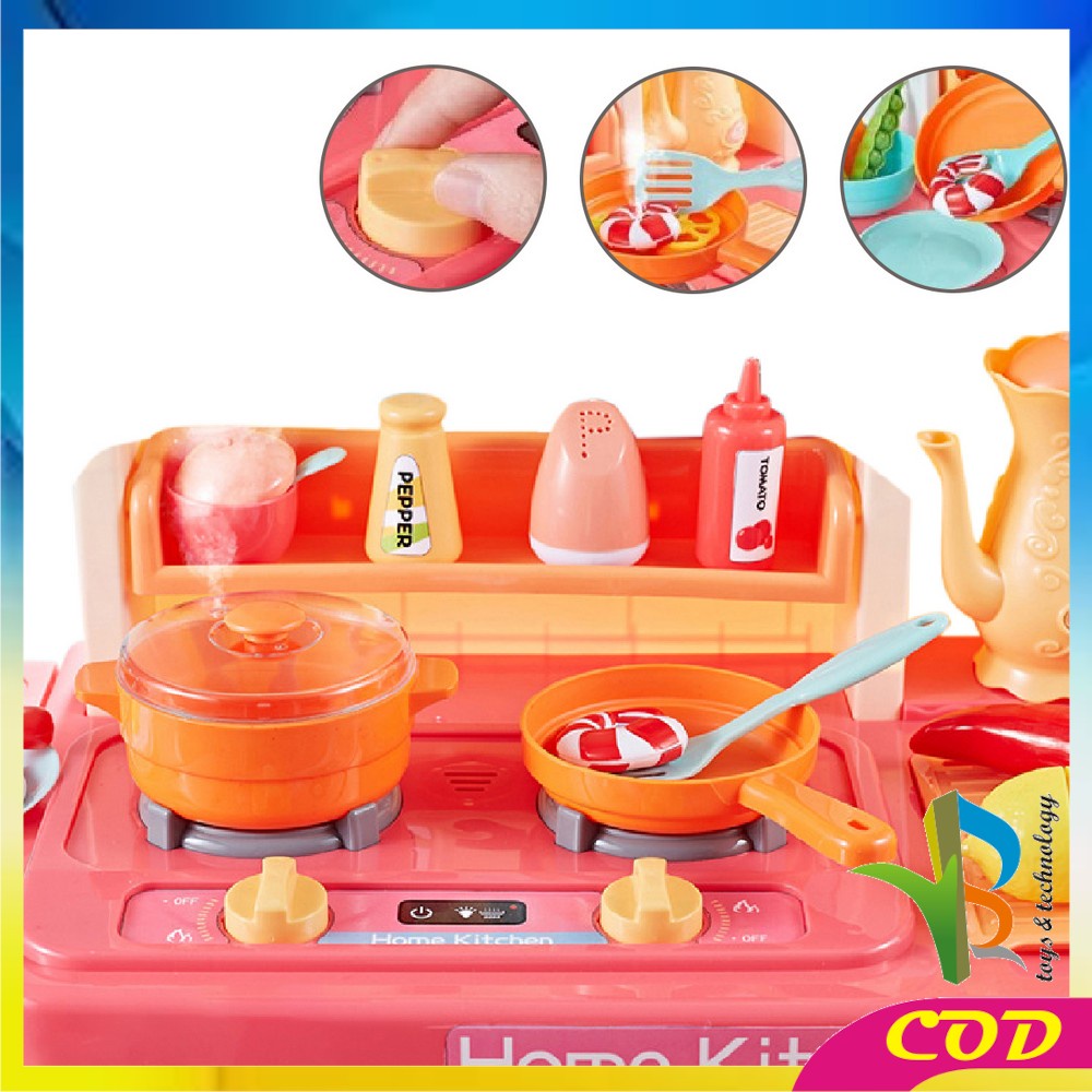 RB-M24 Mainan Spraying Mist Kitchen Set Isi 65PCS Mainan Masak Masakan Dapur Anak Perempuan 888-54