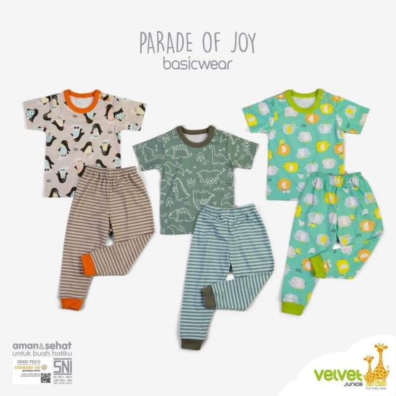 Velvet Junior Piyama 3 Setelan pendek panjang Velvet Piyama Bayi / Pakaian Bayi Baju Bayi Kado Bayi