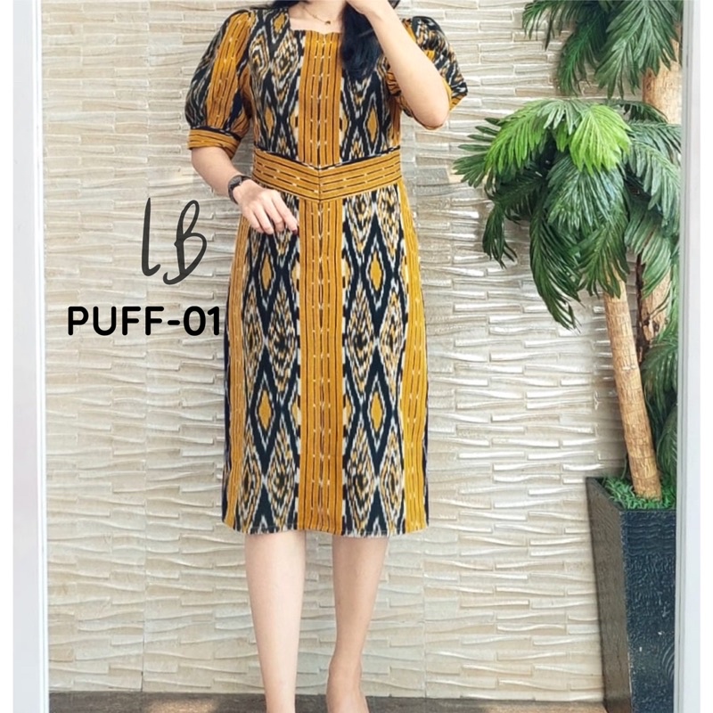 Jual New Dress Tenun Jepara Model Tangan Puff Motif Baru Premium