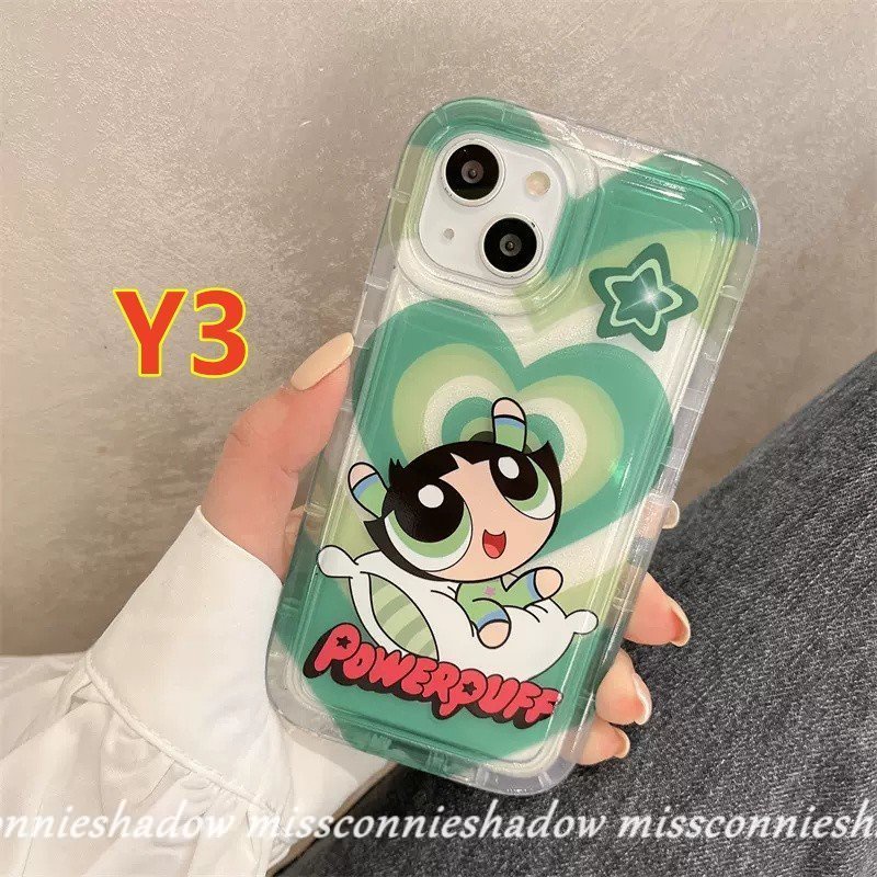 IPHONE Shockproof Airbag Case Kompatibel Untuk Iphone7 8 6 6S Plus 11 14 13 12 Pro MAX XR X XS MAX Kartun Lucu The Powerpuff Gadis Sweet Love Heart Clear Soft TPU Back Cover