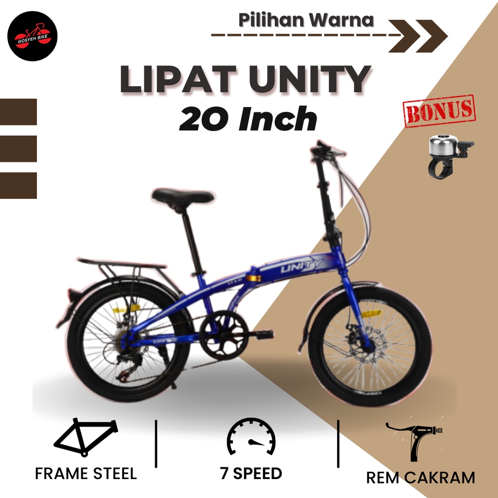 Sepeda Lipat Unity 20 inchi Discbrake Cakram Hi Teen Steel