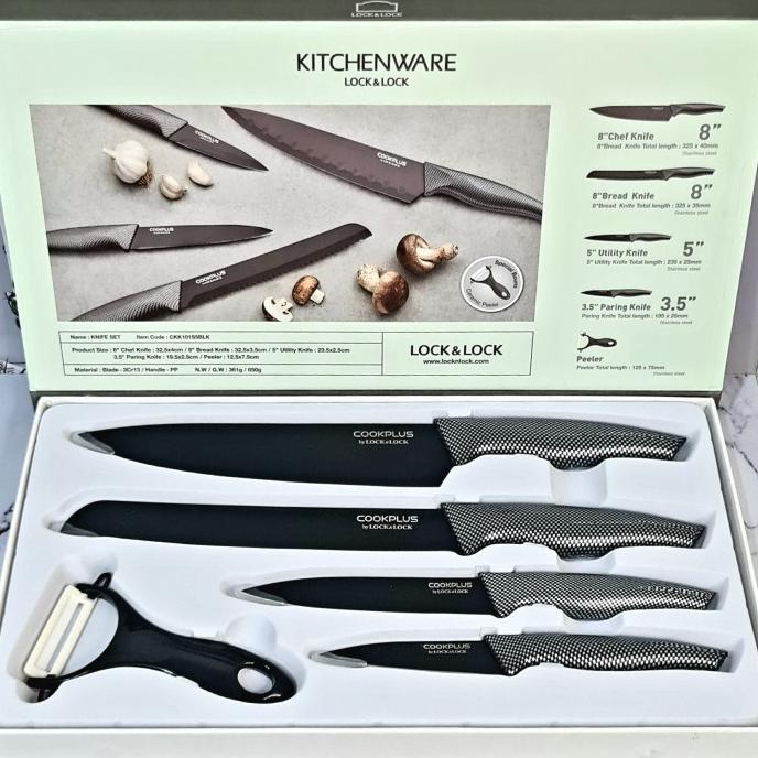 PISAU SET / KNIFE SET BLACK LOCK & LOCK ISI 5 Pisau LOCK N LOCK